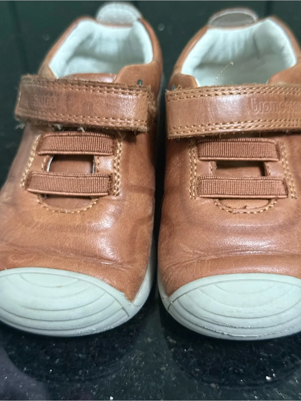 Biomecanics Kids Leather Hook-and-Loop Sneakers in Rust Brown size 22/ or 6 - Picture 9 of 10
